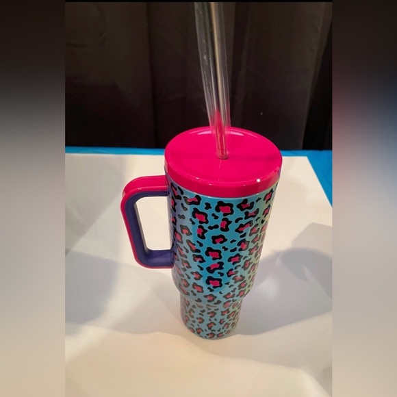 Meoky 40 oz tumbler with straw Rainbow Leopard Brand New - Picture 9 of 9